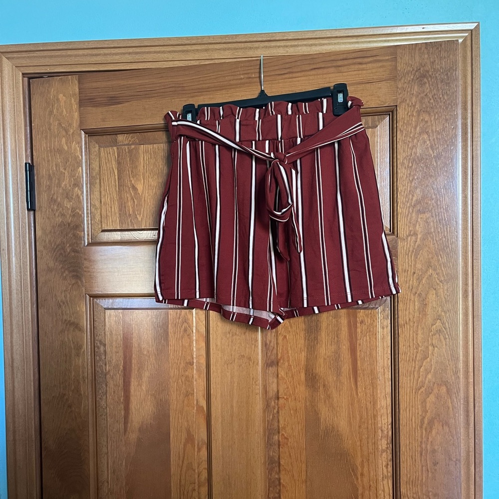 Striped paper bag shorts
